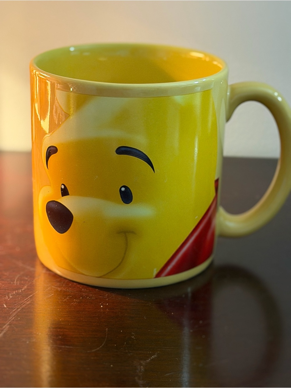Vintage Disney Store Winnie the Pooh Yellow Ceramic Mug Made in Thailand